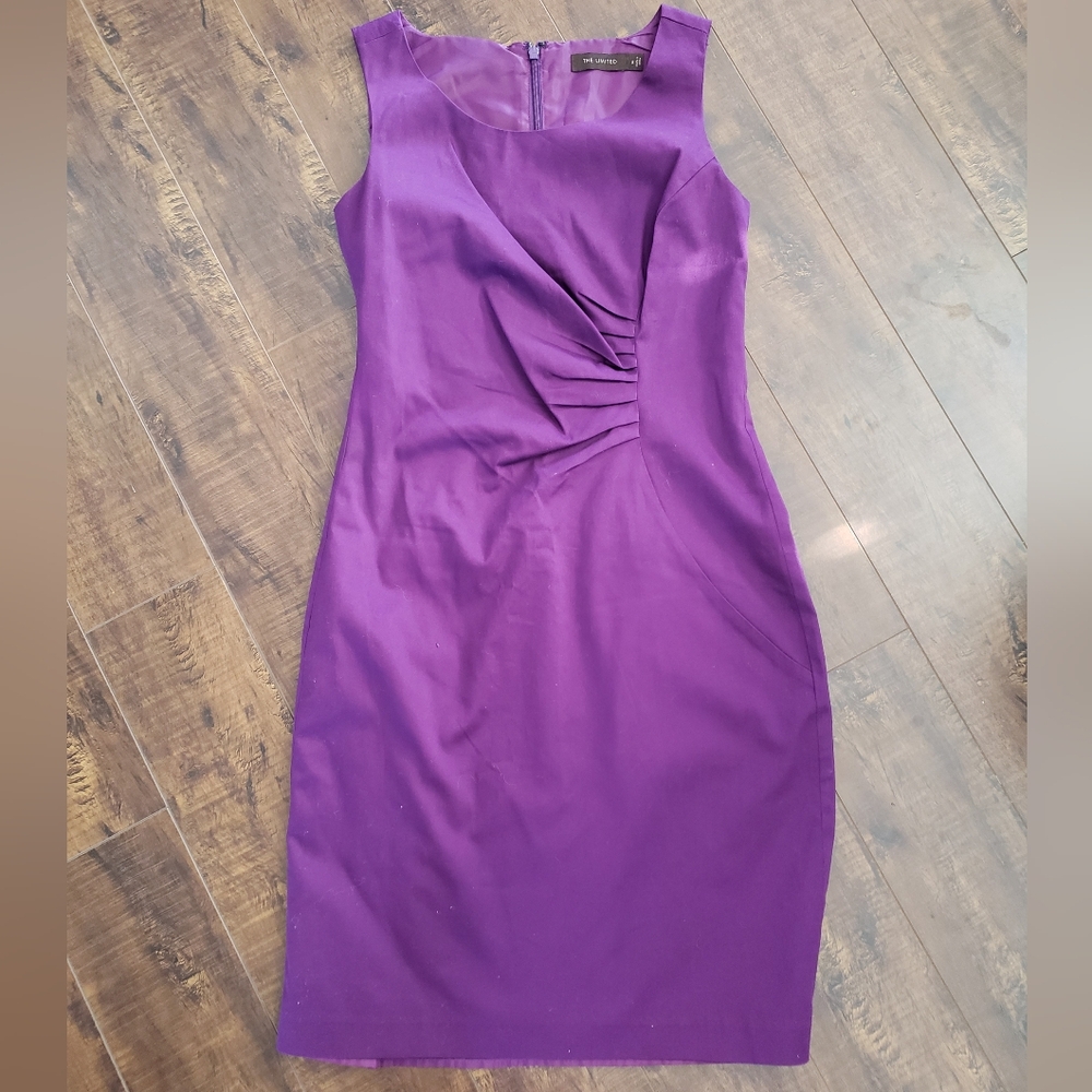 The Limited Purple Ruched Sheath Midi Dress